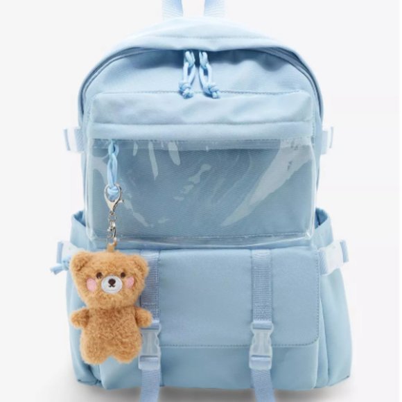 Pastel Blue Bear Plush Backpack NWT - Picture 1 of 11